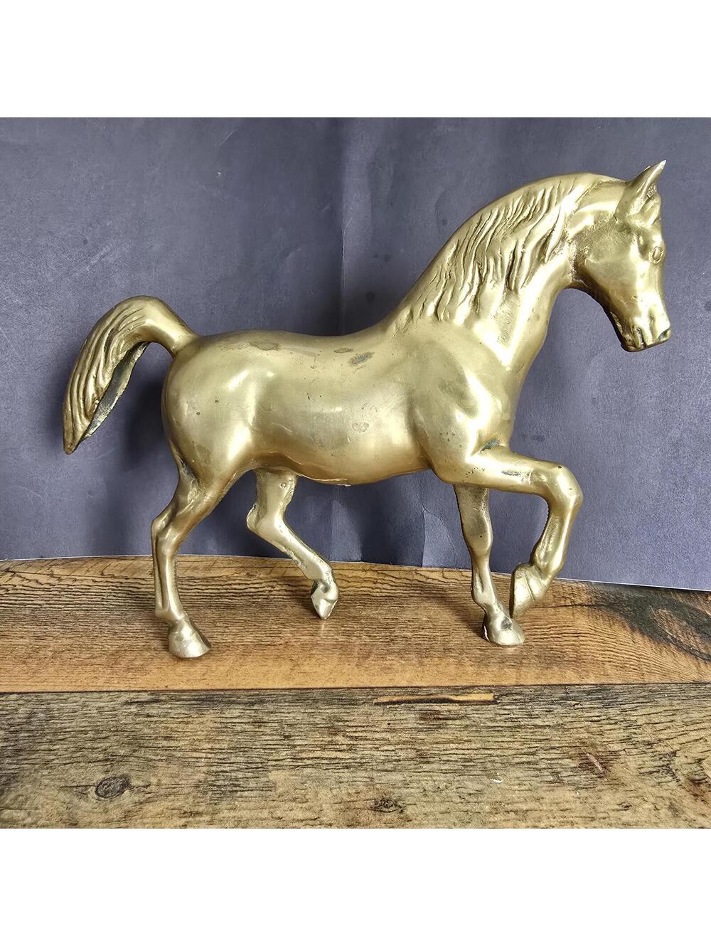 Vintage Solid Brass Prancing Horse Equine Figurine Sculpture 8.5" Tall 3+ lbs